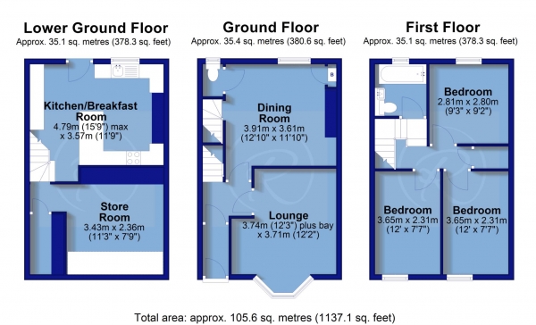 Floor Plan Image for 3 Bedroom Terraced House for Sale in Brookfield Street, Bideford