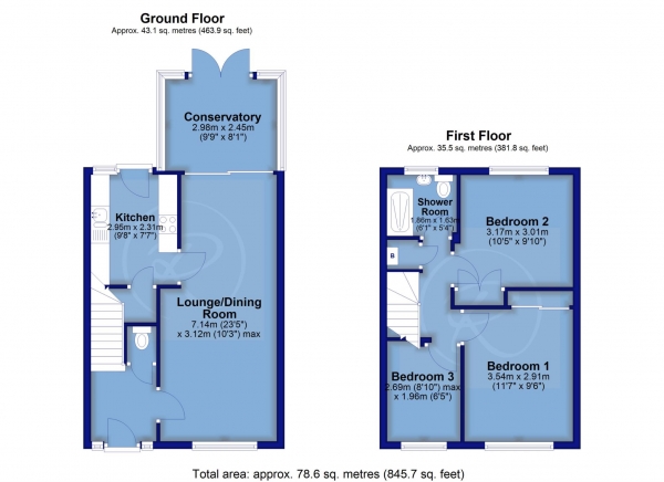 Floor Plan Image for 3 Bedroom Terraced House for Sale in Abbots Drive, East The Water