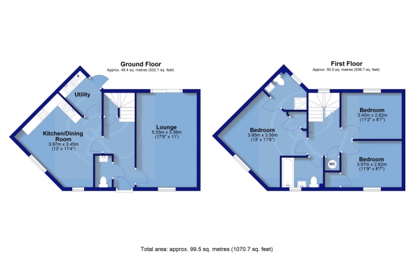 Floor Plan Image for 3 Bedroom Terraced House for Sale in Trafalgar Drive, Torrington