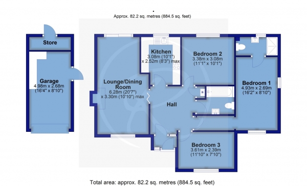 Floor Plan Image for 3 Bedroom Detached Bungalow for Sale in Moreton Park Road, Bideford