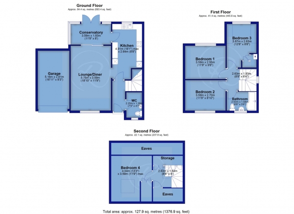 Floor Plan Image for 4 Bedroom Link Detached House for Sale in Mount Pleasant, Littleham