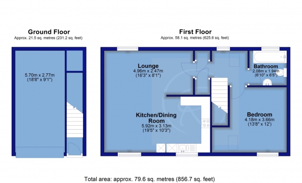 Floor Plan Image for 1 Bedroom Coach House for Sale in Watkins Way, Bideford