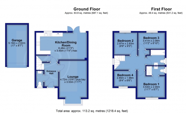 Floor Plan Image for 4 Bedroom Detached House for Sale in Curlew Drive, Westward Ho!