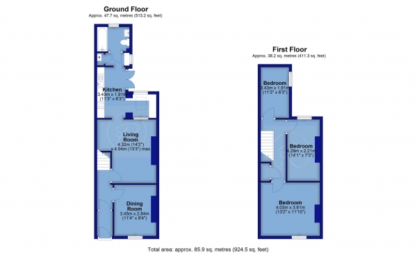 Floor Plan Image for 3 Bedroom Terraced House for Sale in Honestone Street, Bideford