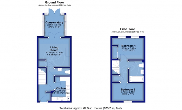 Floor Plan Image for 2 Bedroom Terraced House for Sale in Buckland Close, Bideford