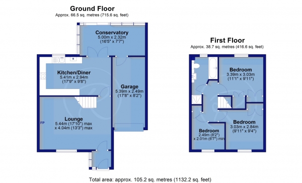 Floor Plan Image for 3 Bedroom Detached House for Sale in Oaklands, Bideford