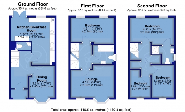 Floor Plan Image for 4 Bedroom End of Terrace House for Sale in Watkins Way, Bideford