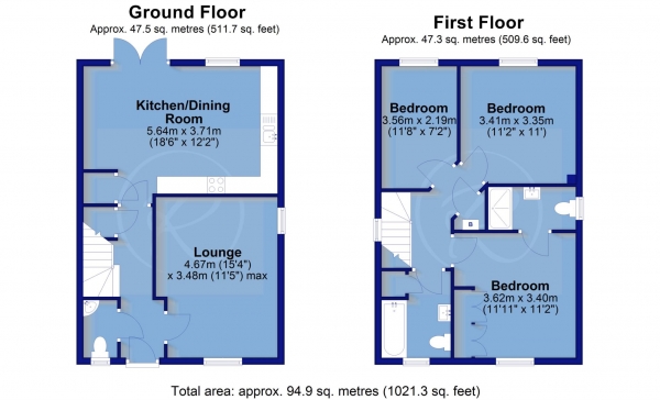 Floor Plan Image for 3 Bedroom Detached House for Sale in Greenwood Court, Bideford