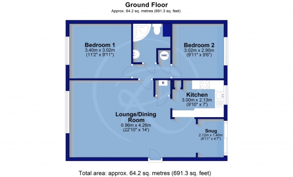 Floor Plan Image for 2 Bedroom Apartment for Sale in Nelson Road, Westward Ho!