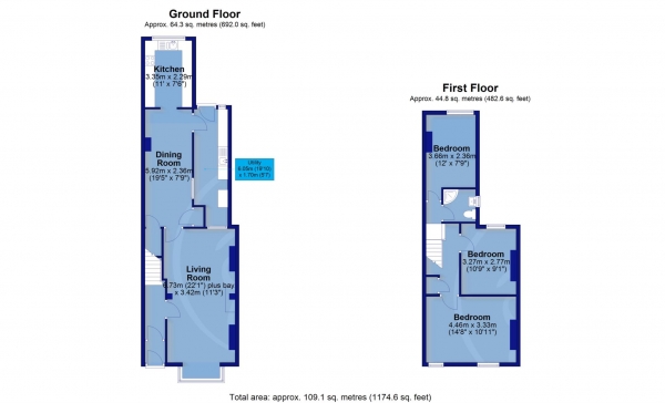 Floor Plan Image for 3 Bedroom Terraced House for Sale in Alexandra Terrace, Bideford