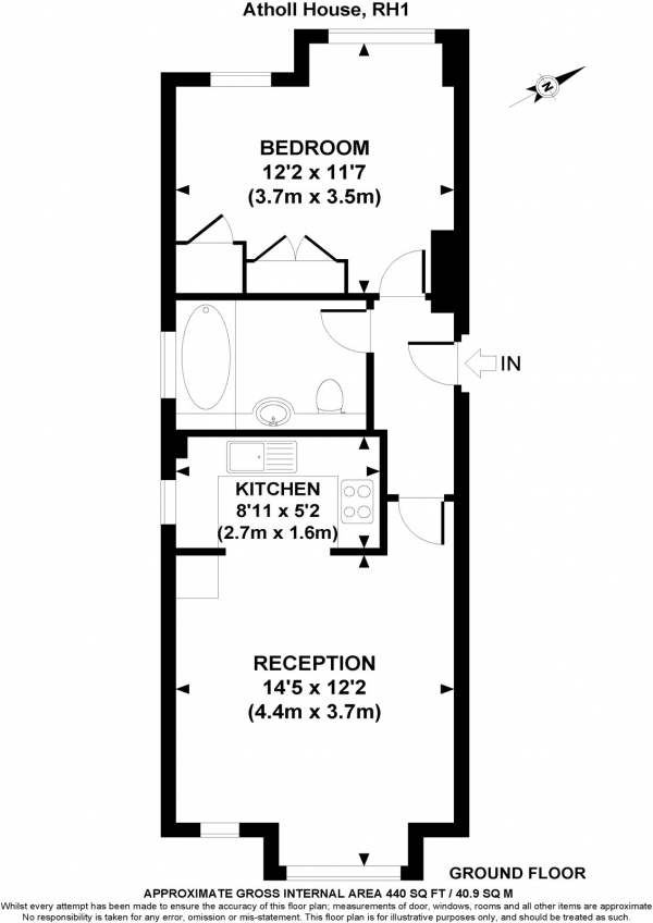 Floor Plan Image for 1 Bedroom Apartment for Sale in Garlands Road, REDHILL, Surrey, RH1