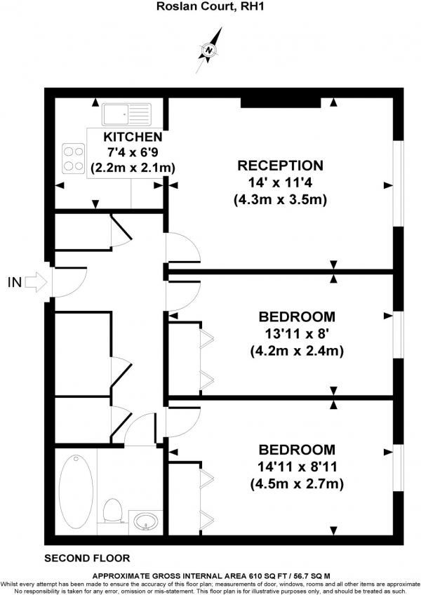 Floor Plan Image for 2 Bedroom Apartment for Sale in Rosemary Lane, HORLEY, Surrey, RH6