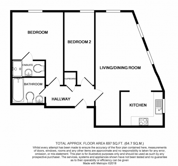Floor Plan Image for 2 Bedroom Apartment for Sale in Broomwade Close, Ipswich