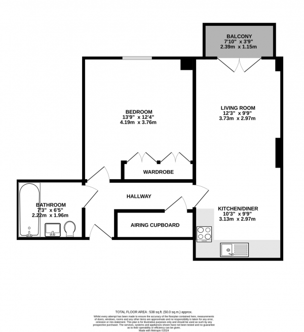 Floor Plan Image for 1 Bedroom Apartment for Sale in Key Street, Ipswich