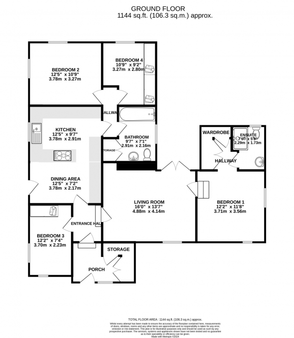 Floor Plan Image for 4 Bedroom Detached Bungalow to Rent in Main Road, Kesgrave