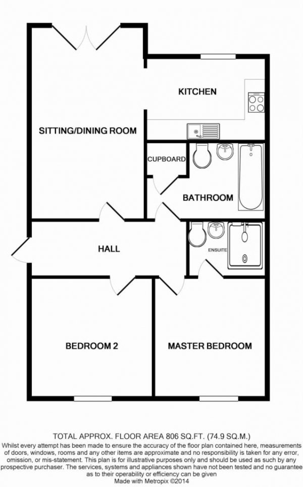 Floor Plan Image for 2 Bedroom Apartment to Rent in Siloam Place, Modus Development