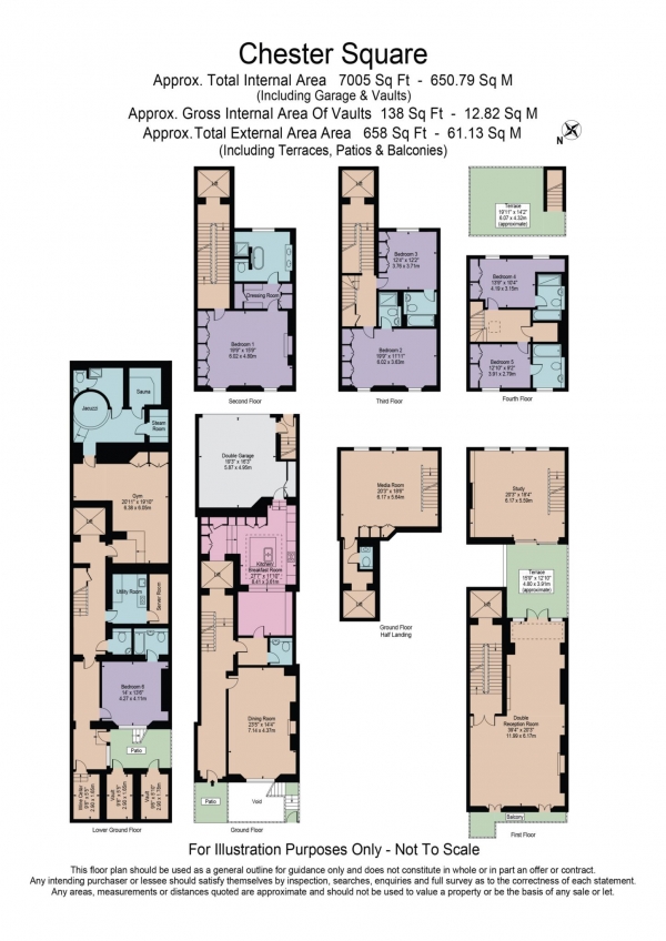 Floor Plan Image for 6 Bedroom Town House to Rent in Chester Square, Belgravia, SW1