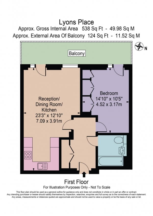 Floor Plan Image for 1 Bedroom Flat for Sale in Lyons Place, NW8