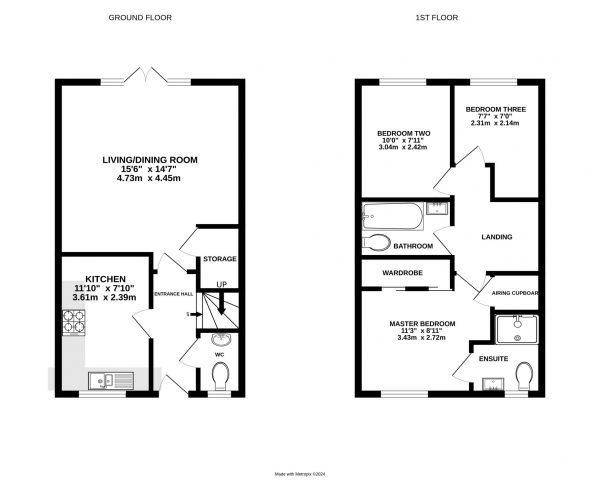 Floor Plan Image for 3 Bedroom Terraced House for Sale in Merlin Way, Jennett`s Park