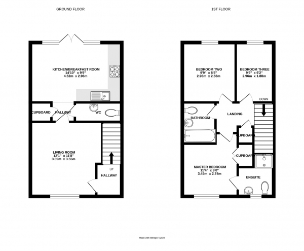 Floor Plan Image for 3 Bedroom Terraced House for Sale in Eagle Way, Bracknell