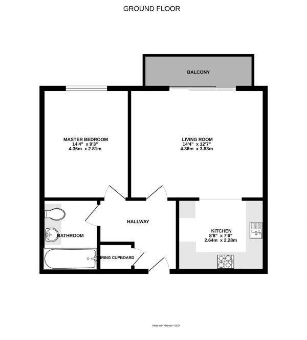 Floor Plan Image for 1 Bedroom Flat for Sale in Kelvin Gate, Bracknell