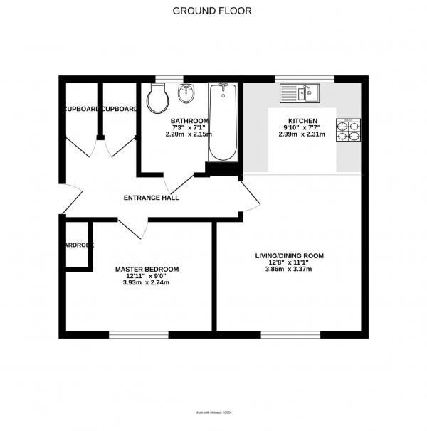 Floor Plan Image for 1 Bedroom Flat for Sale in Falcon Way, Bracknell