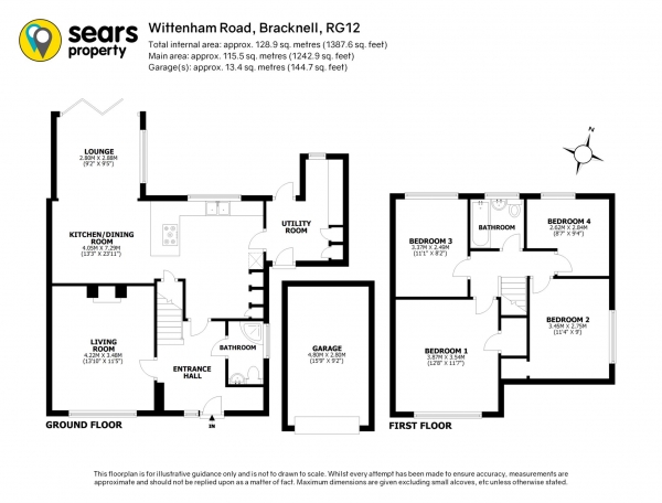 Floor Plan Image for 4 Bedroom Semi-Detached House for Sale in Wittenham Road, Bracknell