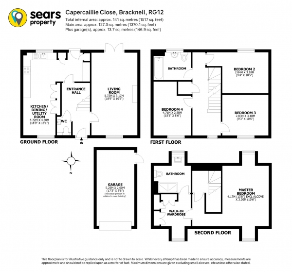 Floor Plan Image for 4 Bedroom Semi-Detached House for Sale in Capercaillie Close, Bracknell