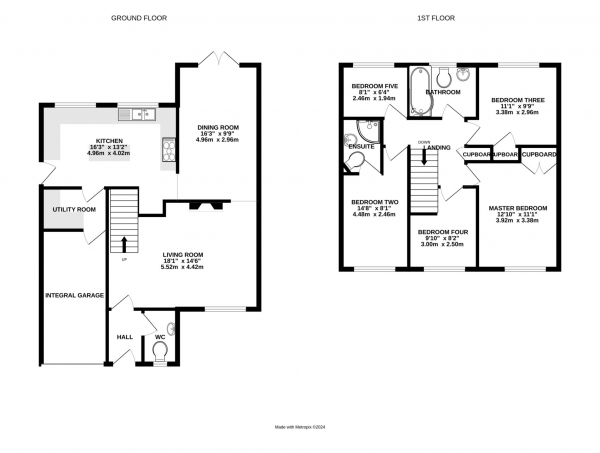 Floor Plan Image for 5 Bedroom Detached House for Sale in Blomfield Dale, Amen Corner