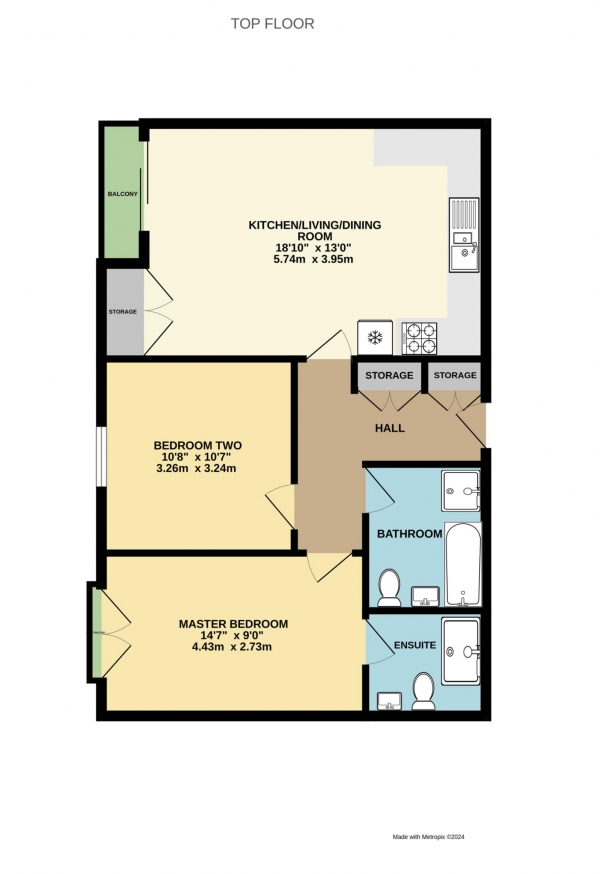 Floor Plan Image for 2 Bedroom Flat for Sale in Falcon Way, Jennett`s Park