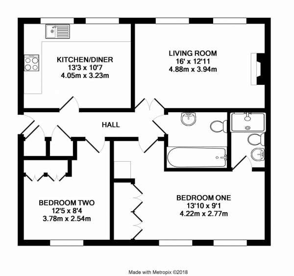 Floor Plan Image for 2 Bedroom Apartment for Sale in Bevan Gate, Bracknell