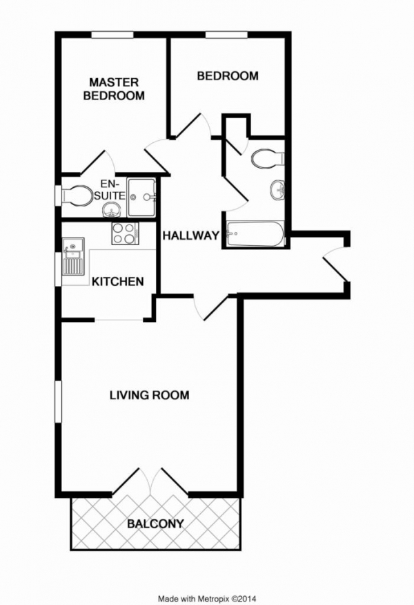 Floor Plan Image for 2 Bedroom Apartment to Rent in Kelvin Gate, Town Centre