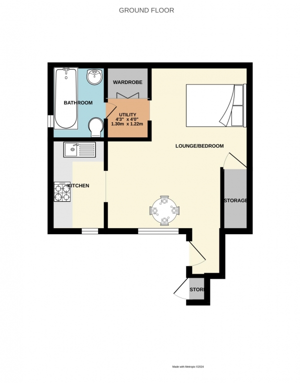 Floor Plan for Studio for Sale in Boxford Ridge, Bracknell, RG12, 7EQ -  &pound140,000