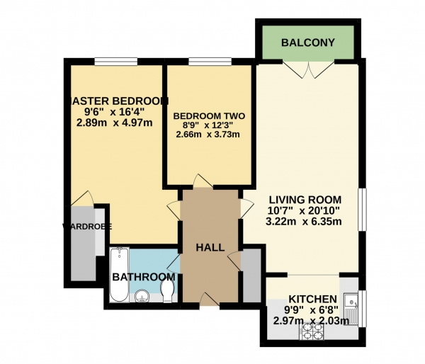 Floor Plan Image for 2 Bedroom Apartment to Rent in Kelvin Gate, Bracknell