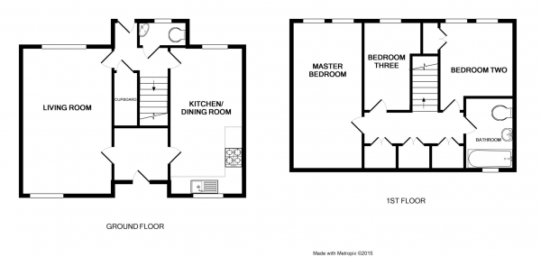 Floor Plan Image for 3 Bedroom Terraced House to Rent in Jevington, Bracknell