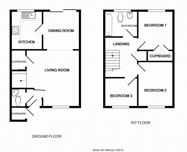 Floor Plan Image for 3 Bedroom Semi-Detached House to Rent in Cooke Rise, Bracknell