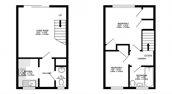 Floor Plan Image for 2 Bedroom Terraced House to Rent in Scania Walk, Winkfield Row