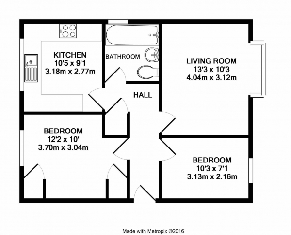 Floor Plan Image for 2 Bedroom Apartment to Rent in Crowthorne Road, Bracknell