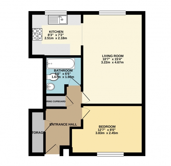 Floor Plan Image for 1 Bedroom Apartment to Rent in Aldworth Close, Bracknell