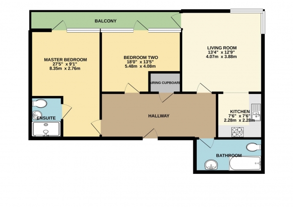 Floor Plan Image for 2 Bedroom Apartment to Rent in Kelvin Gate, Bracknell