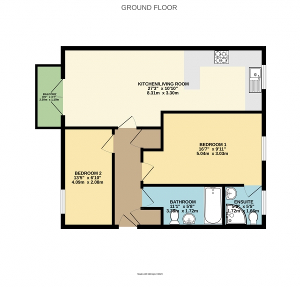 Floor Plan Image for 2 Bedroom Apartment to Rent in Nicholson Park, Bracknell