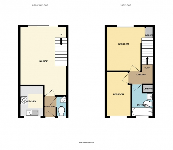 Floor Plan for 2 Bedroom Terraced House to Rent in Statham Court, Bracknell, RG42, 1FS - £323 pw | £1400 pcm