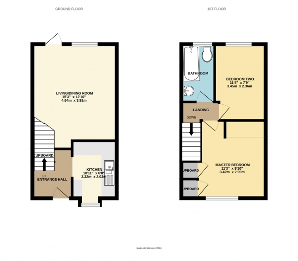 Floor Plan for 2 Bedroom End of Terrace House for Sale in Wallcroft Close, Binfield, Binfield, RG42, 4UD -  &pound375,000