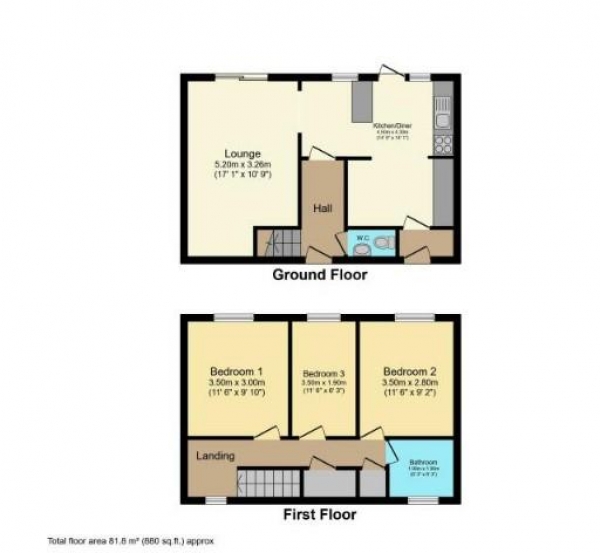 Floor Plan Image for 3 Bedroom Terraced House for Sale in Donnybrook, Bracknell