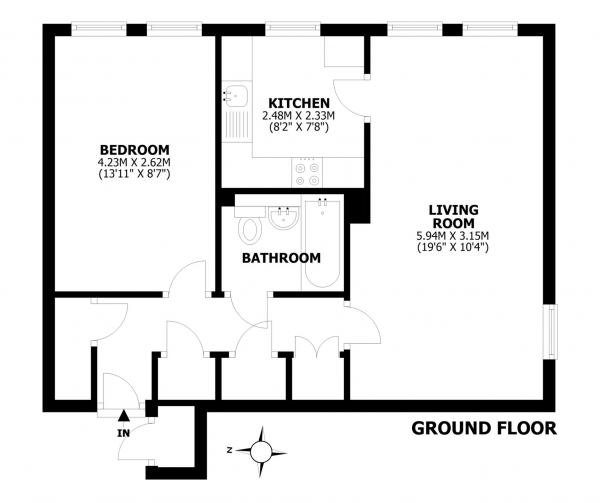 Floor Plan Image for 1 Bedroom Flat to Rent in Jevington, Bracknell