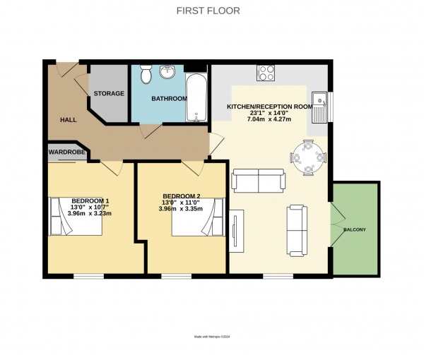 Floor Plan Image for 2 Bedroom Apartment for Sale in Crowthorne Road, Bracknell