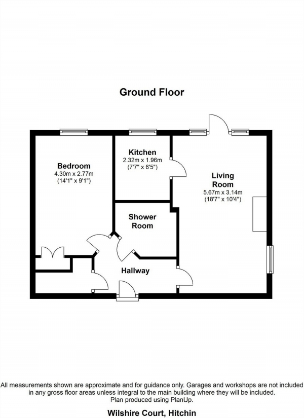 Floor Plan Image for 1 Bedroom Retirement Property for Sale in Wilshere Court, Queen Street, Hitchin, Hertfordshire