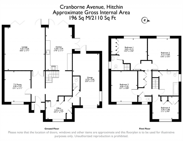 Floor Plan Image for 4 Bedroom Detached House for Sale in Cranborne Avenue, HITCHIN, Hertfordshire