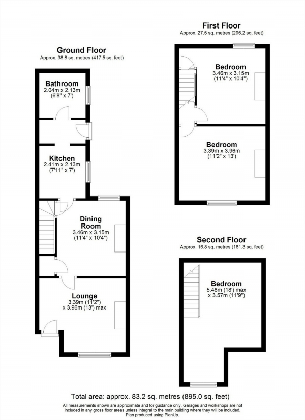 Floor Plan Image for 3 Bedroom Terraced House for Sale in Upper Green, ICKLEFORD, Hertfordshire