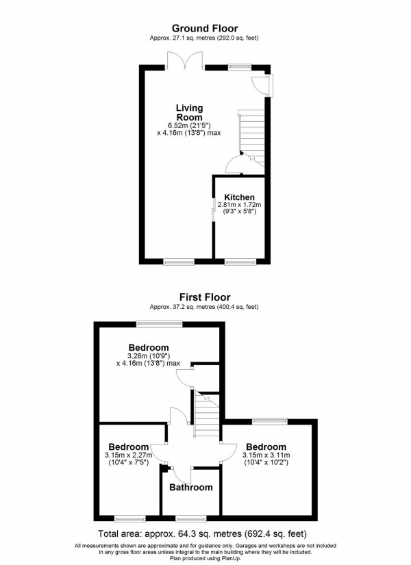 Floor Plan Image for 3 Bedroom Terraced House for Sale in Chennells Close, HITCHIN, Hertfordshire